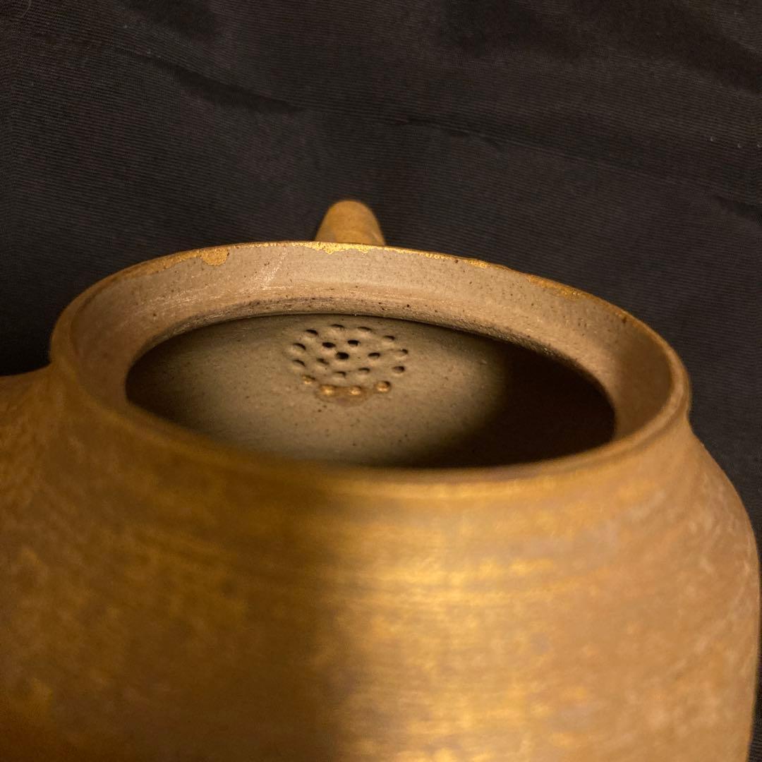 名工 小川甚八 金彩急須 共箱入 笠間焼 芸術的フォルム 極上のキレ 煎茶道具