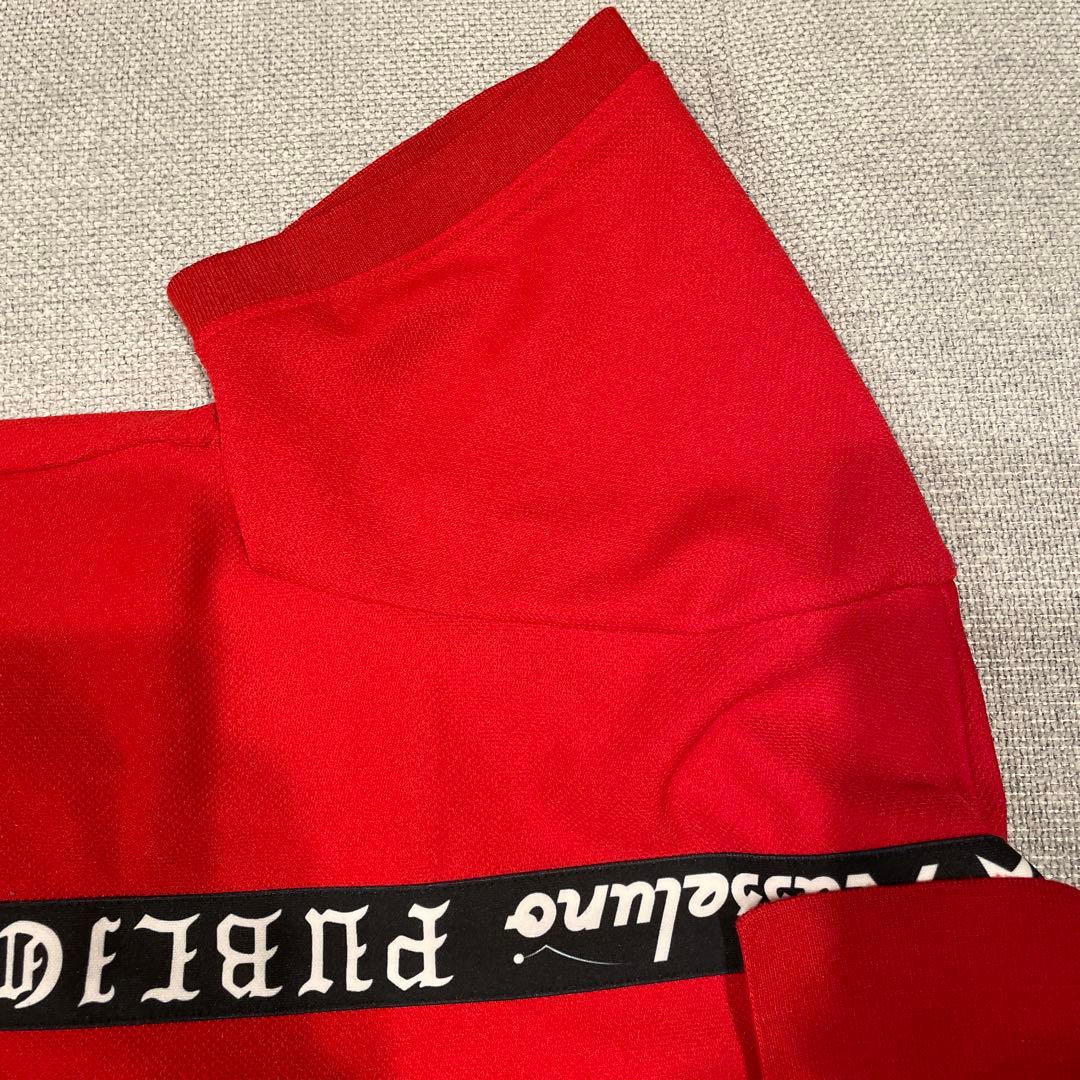 ラッセルノ 半袖ポロシャツ 赤×黒 サスペンダー風 メンズ 6(XL)