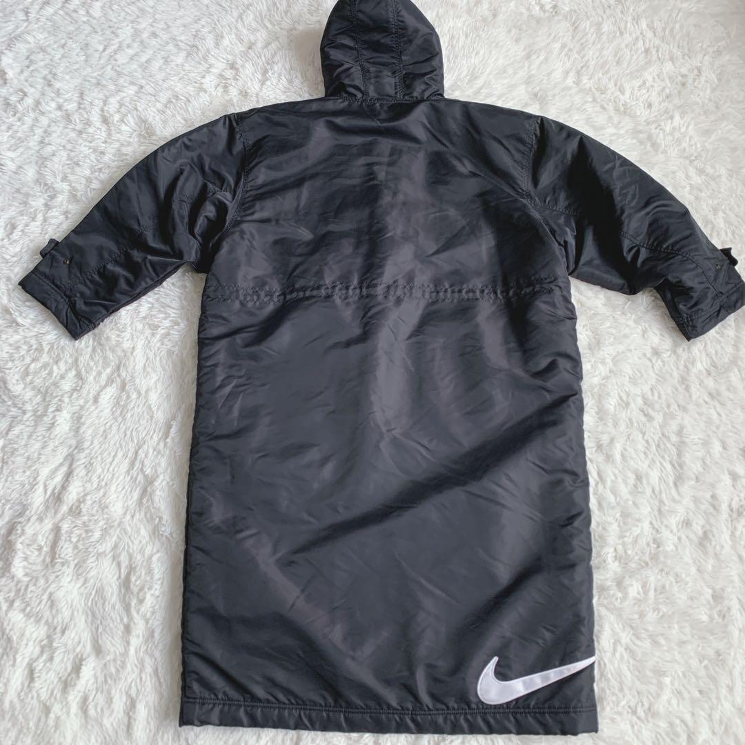 【美品】NIKE ナイキ ベンチコート ロングコート ロゴ刺繍 サッカー 黒