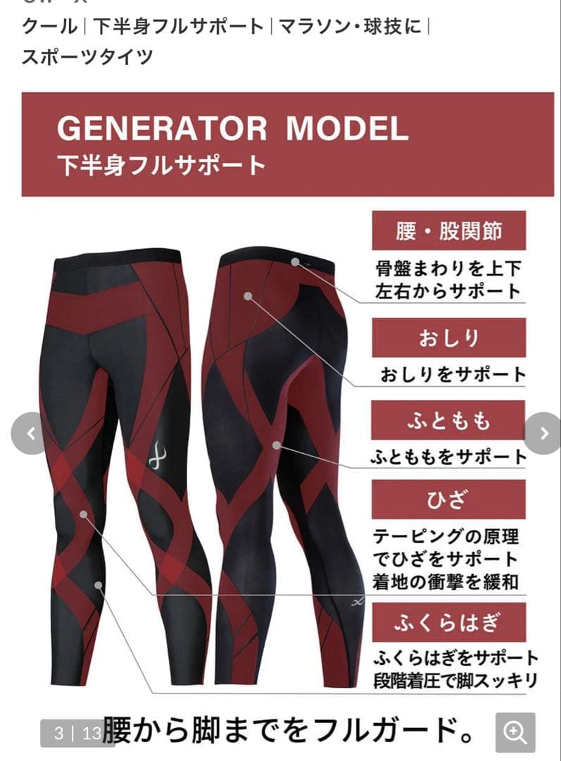 CW-X グレー　スポーツタイツ