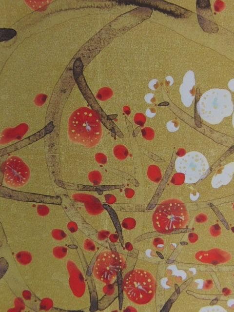 前田青邨、【紅白梅】、希少画集画より、状態良好、新品高級額装付