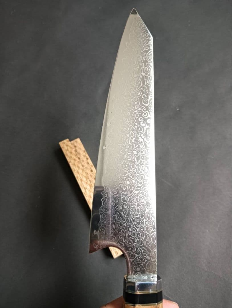じ*ん様 67層鏡面ダマスカス刀型切付ペティナイフ 170mm　モダンブルー柄