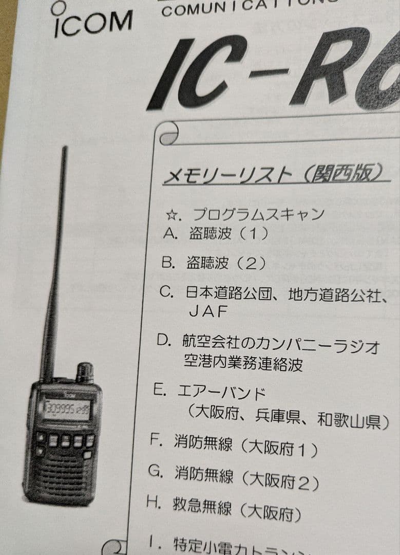 ICOM IC-R6 広帯域受信機 受信改造済 ワイドバンドレシーバ 保証期間中