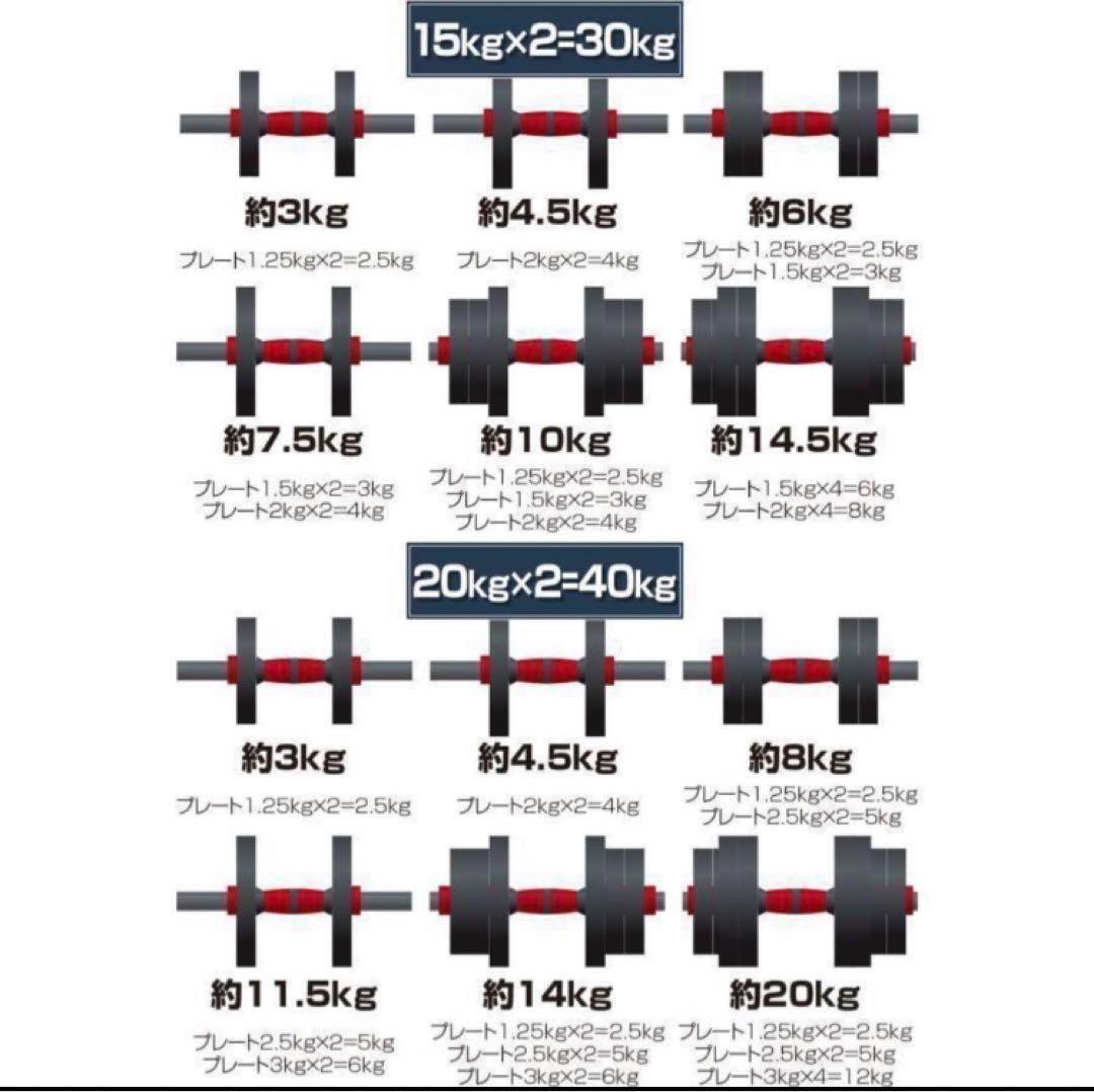 送料込人気ダンベル 可変式 20kg可変式ダンベル40kg 多機能2個セット