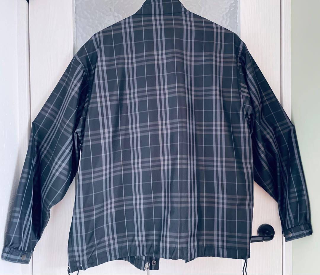美品 Mサイズ バーバリーゴルフ ナイロン ジャケット チェック ブラック系