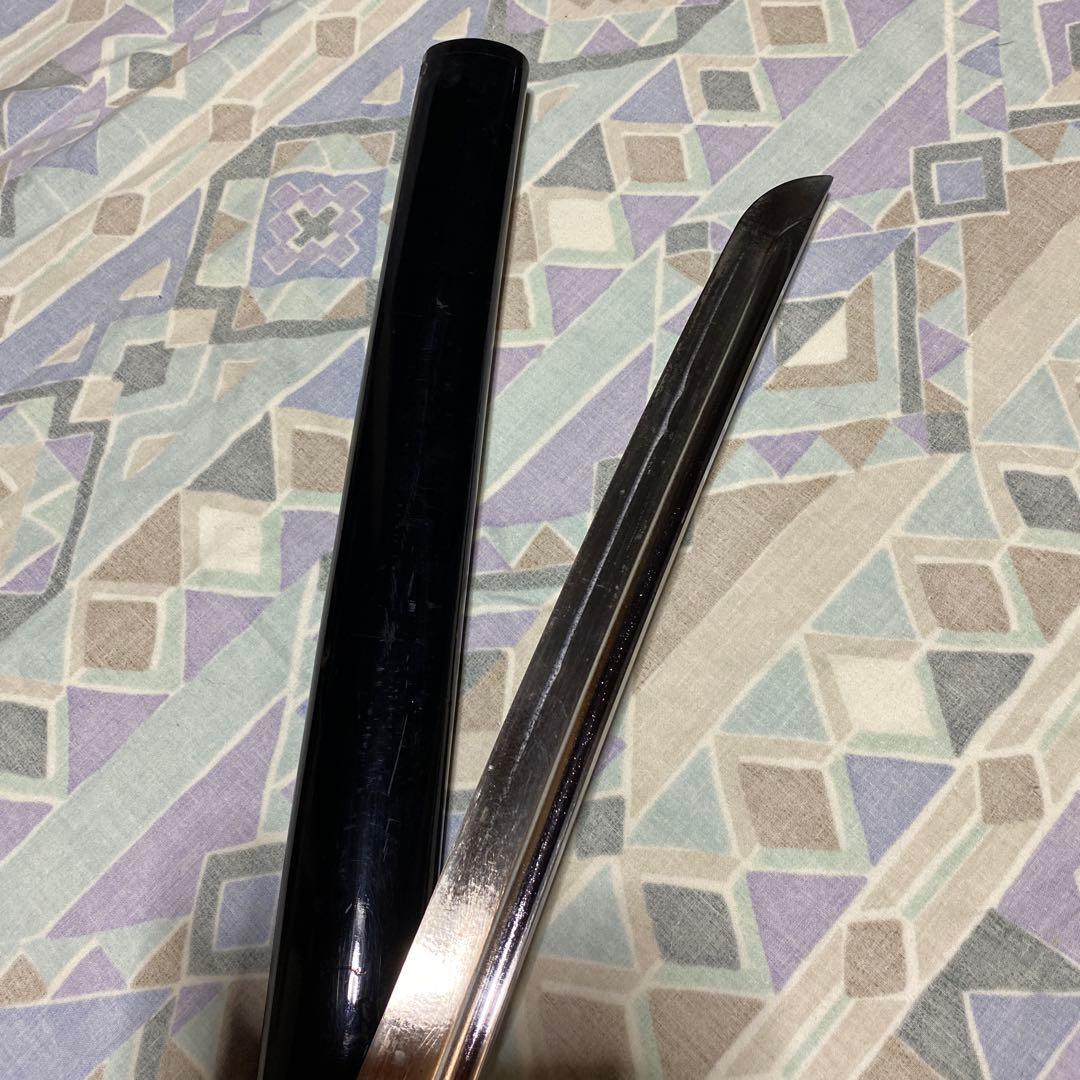 女性•少年用居合刀 黒柄 鶴羽透し丸鍔 黒呂鞘