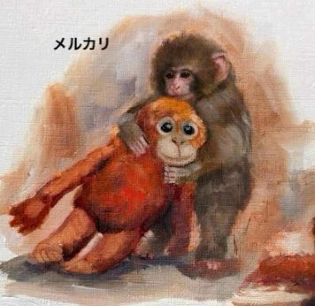 パンチくん オランウータンぬいぐるみ 猿 作家様 原画 手描きイラスト 絵 油絵