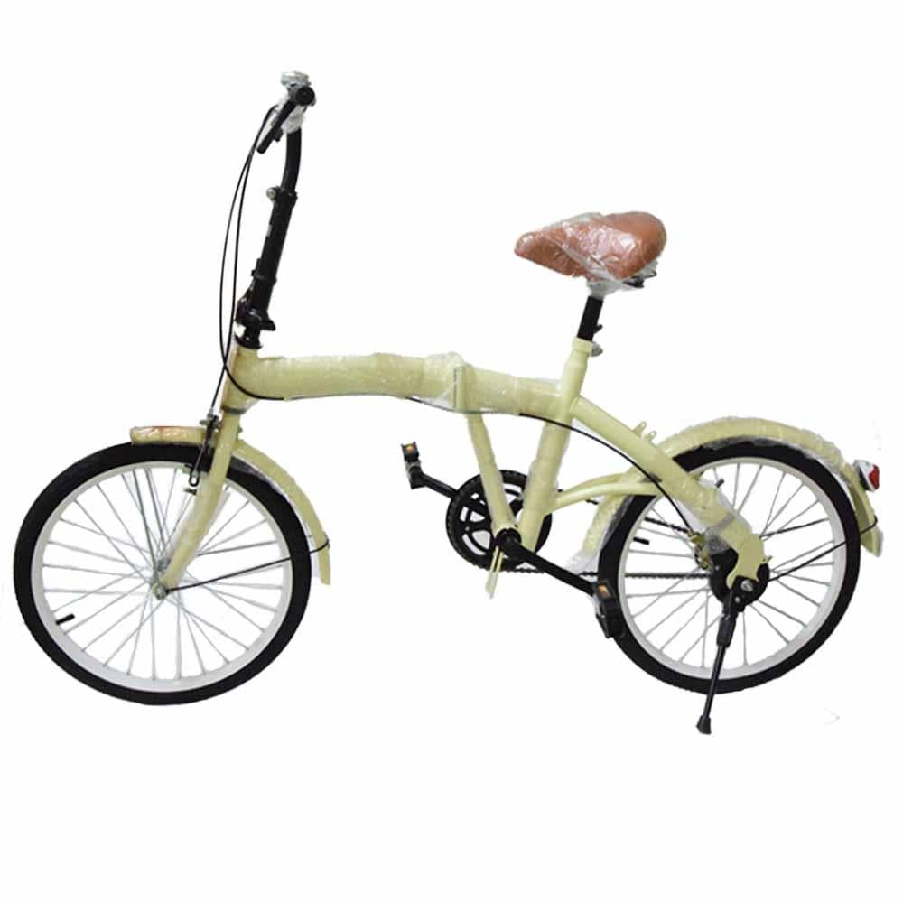 折りたたみ自転車 ２０インチ ミニベロ ママチャリ ベージュ　折り畳み自転車