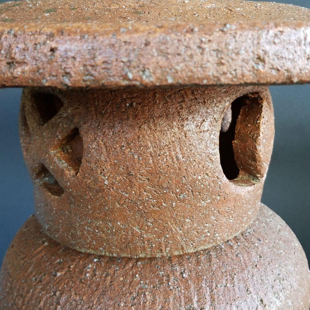 訳あり出品⤵信楽焼陶器 置物 丸雪見灯籠  F-001 高さ６６cm