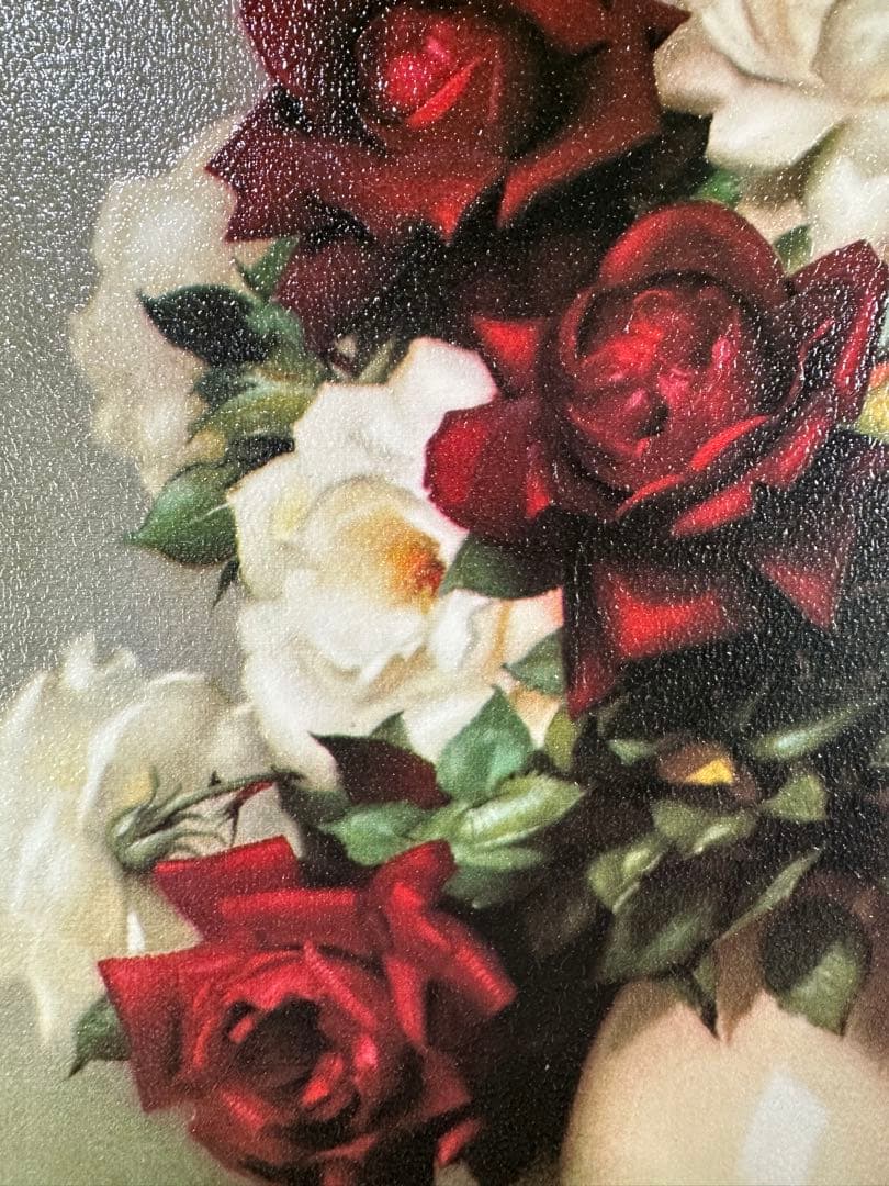 名画　ラブリラー 赤いバラと白いバラ　AＣＰ大型絵画　美術品　静物画インテリア