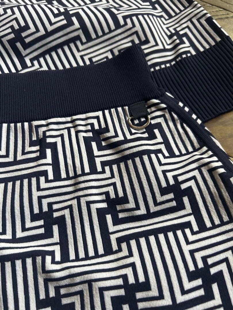 LANVIN ノースリーブ黒白幾何学模様セットアップ