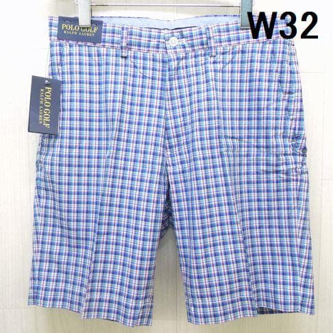 ポロゴルフ ラルフローレン ハーフパンツ ショートパンツ W32 チェックブルー