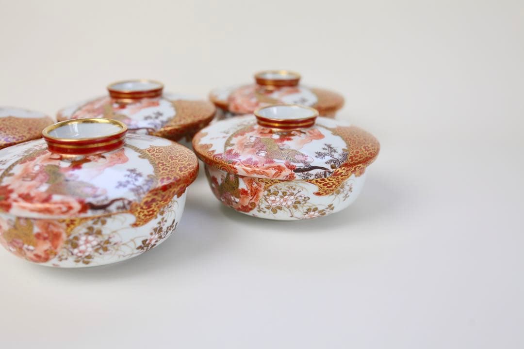 九谷焼 栄喜堂 赤絵 金彩 色絵 茶道具 九谷 陶磁器 和食器 茶碗6-6