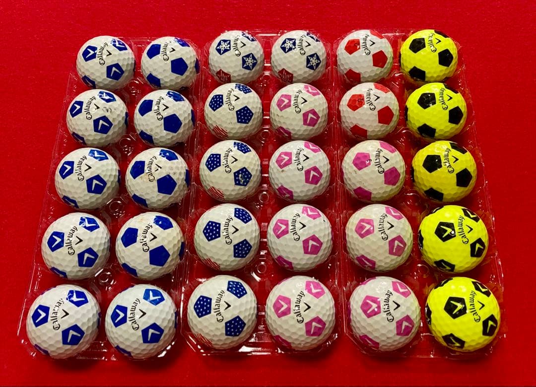 M138【中古ゴルフボール】キャロウェイ/クロムソフト《サッカー柄》計30個