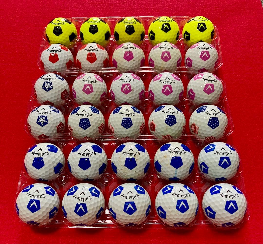 M138【中古ゴルフボール】キャロウェイ/クロムソフト《サッカー柄》計30個