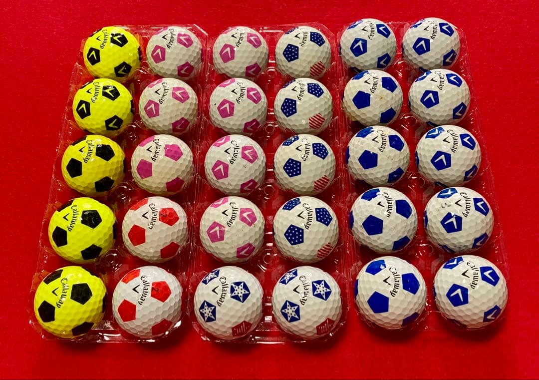 M138【中古ゴルフボール】キャロウェイ/クロムソフト《サッカー柄》計30個