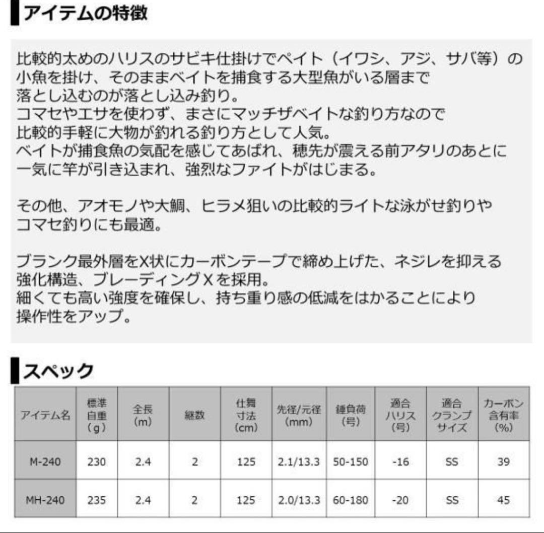 週末　【人気】　ダイワ　落とし込み X M240