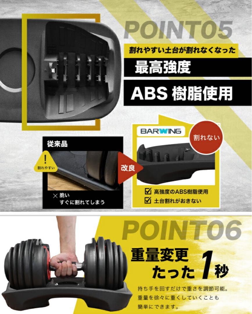 【新品未使用】BARWING NEWモデル ダイヤル式ダンベルセット 24kg