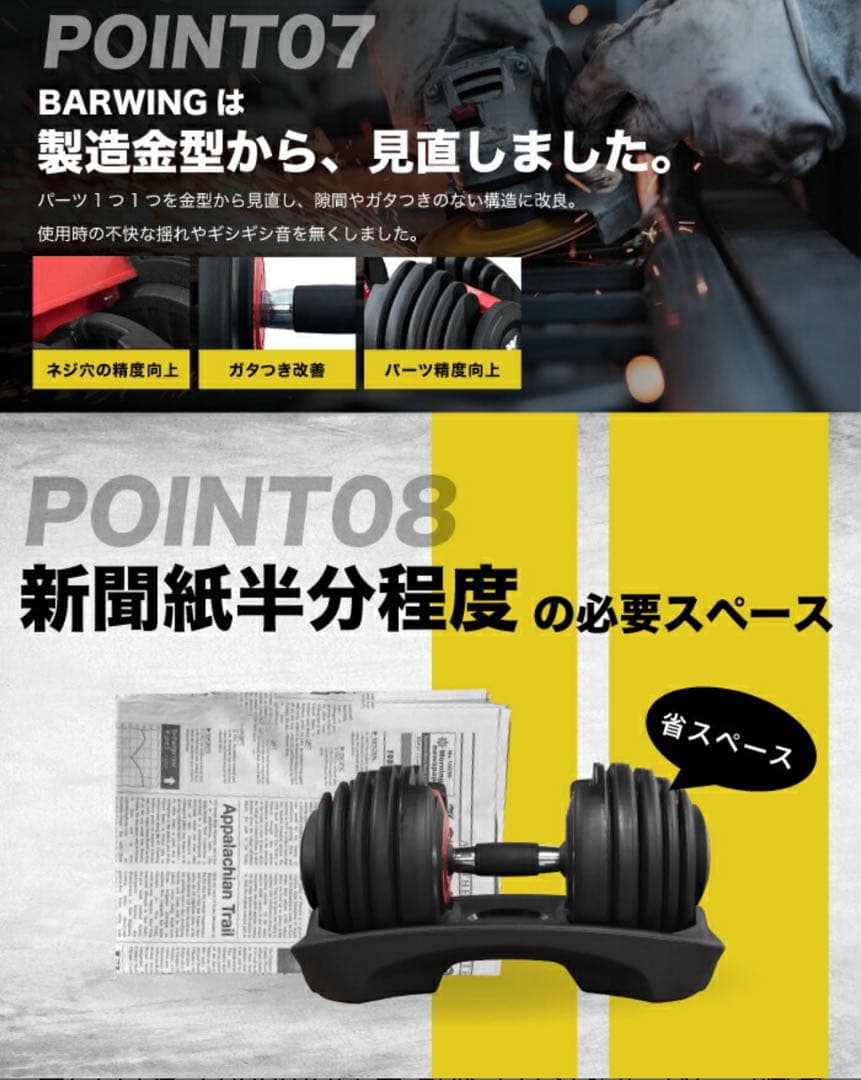 【新品未使用】BARWING NEWモデル ダイヤル式ダンベルセット 24kg