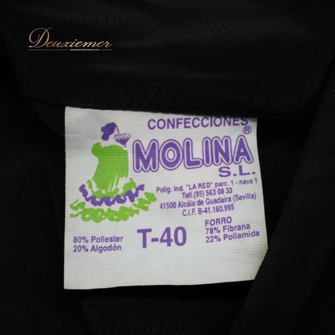 【フラメンコ衣装】ブラック MOLINA ブラウス トップス 黒 無地 リボン