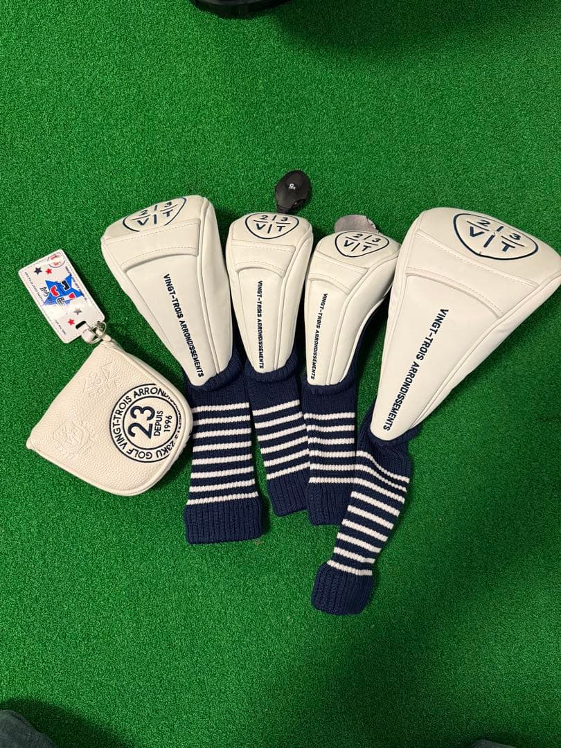 (美品)23GOLF ネイビー ゴルフキャディバッグ　ヘッドカバー付き