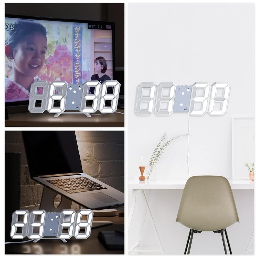 ☆3D LEDデジタル時計 - 壁掛け・卓上兼用　スヌーズと大音量アラーム