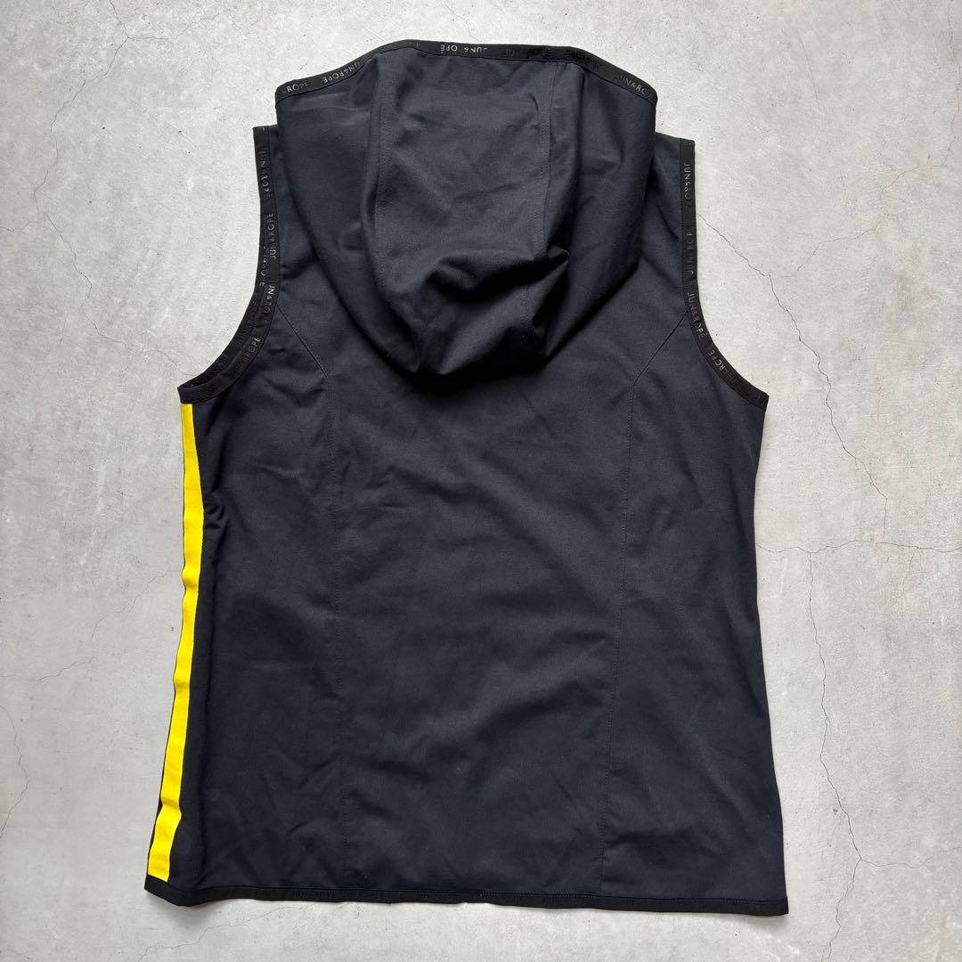 【美品】JUN&ROPE’ ジュンアンドロペ フード付きベスト ストレッチ 薄手