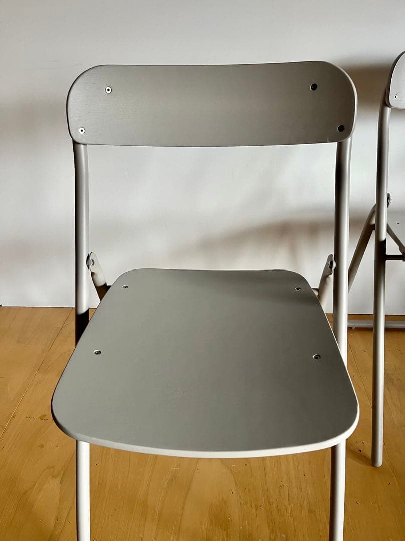 無印良品 スチールパイプ折りたたみチェア 2脚セット ウォームグレー