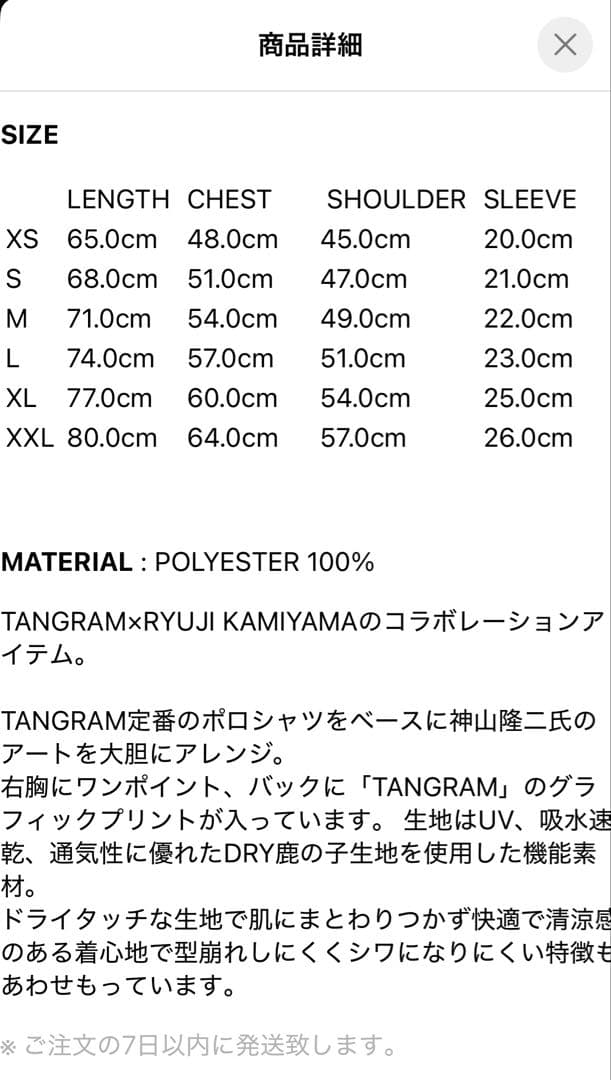 TANGRAM×RYUJI KAMIYAMA ポロシャツ　Lサイズ