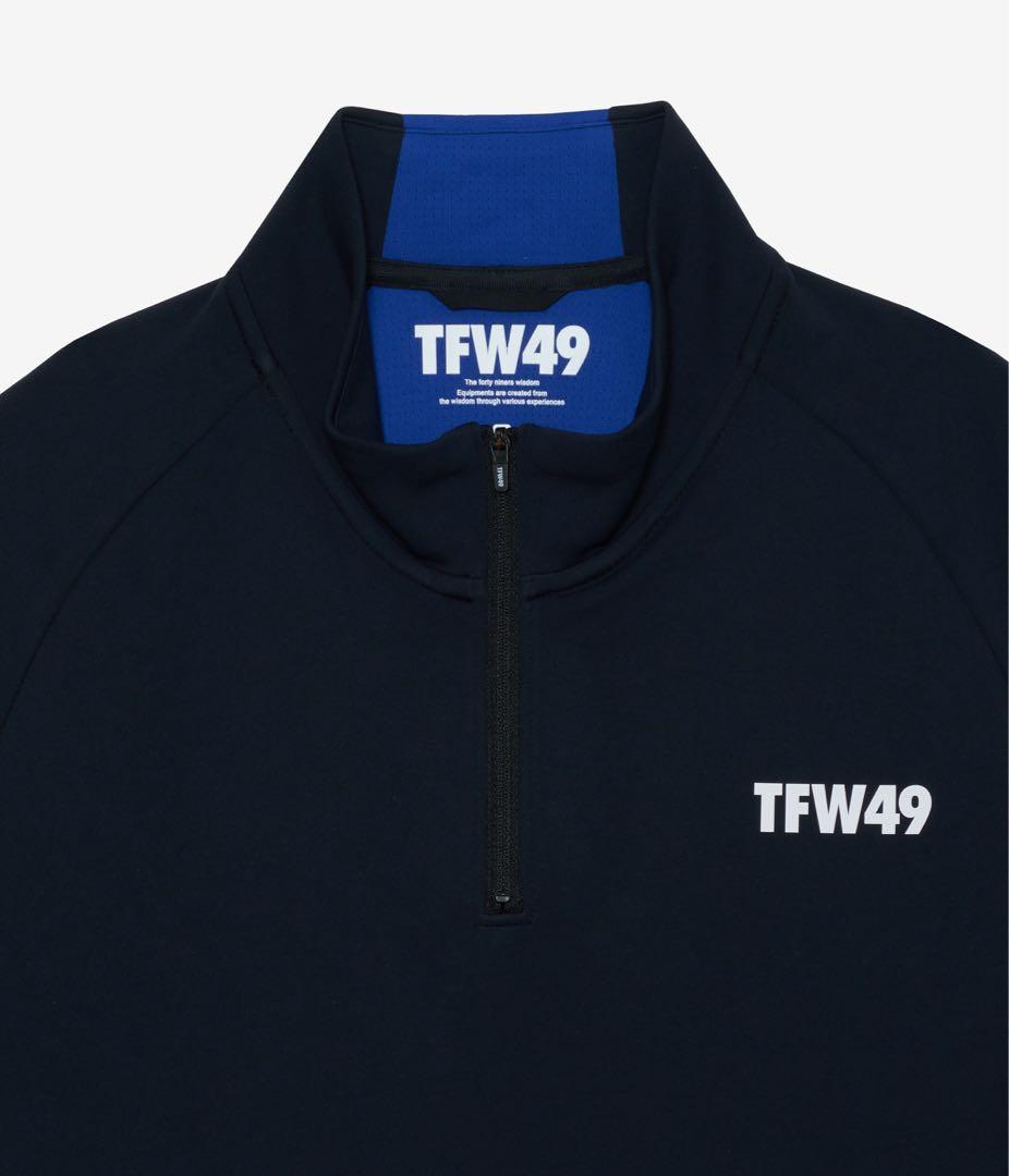 TFW49 MOCK NECK HALF ZIP L/S TEEネイビーMサイズ
