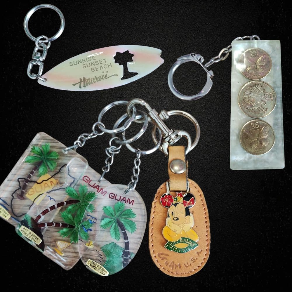 希少☆80s 海外ヴィンテージキーホルダー6点セット ミニー/ハワイ/グアム