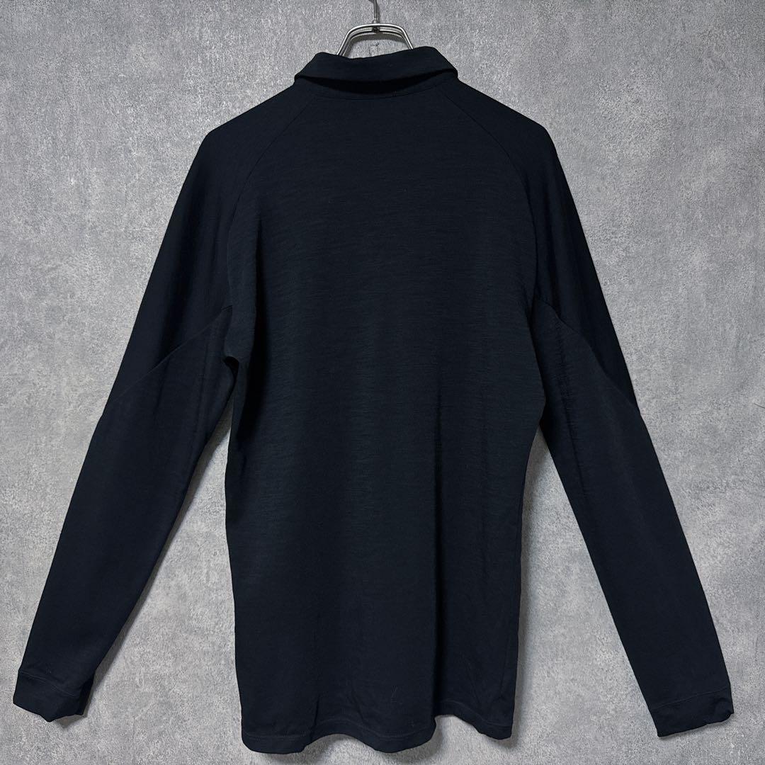 DESCENTE デサントゴルフ ワンポイントロゴ 長袖ポロシャツ 黒 L