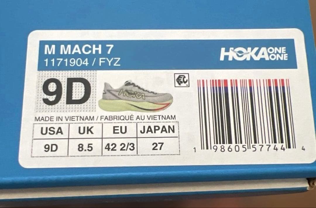 HOKA MACH7 ワイズ:レギュラー(D) 27センチ