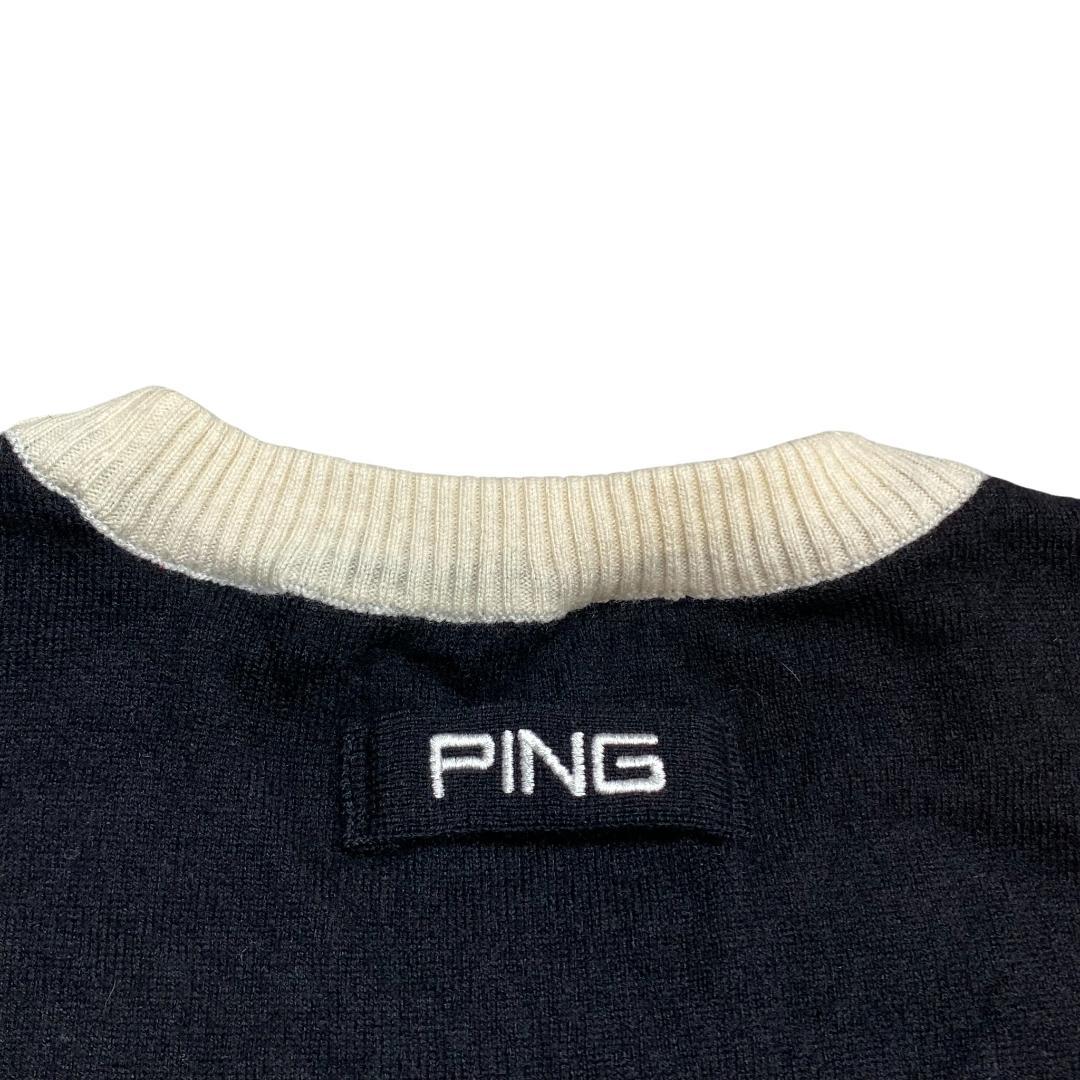 PING ピン 長袖 ニット セーター ブラック ホワイト XL ゴルフ メンズ