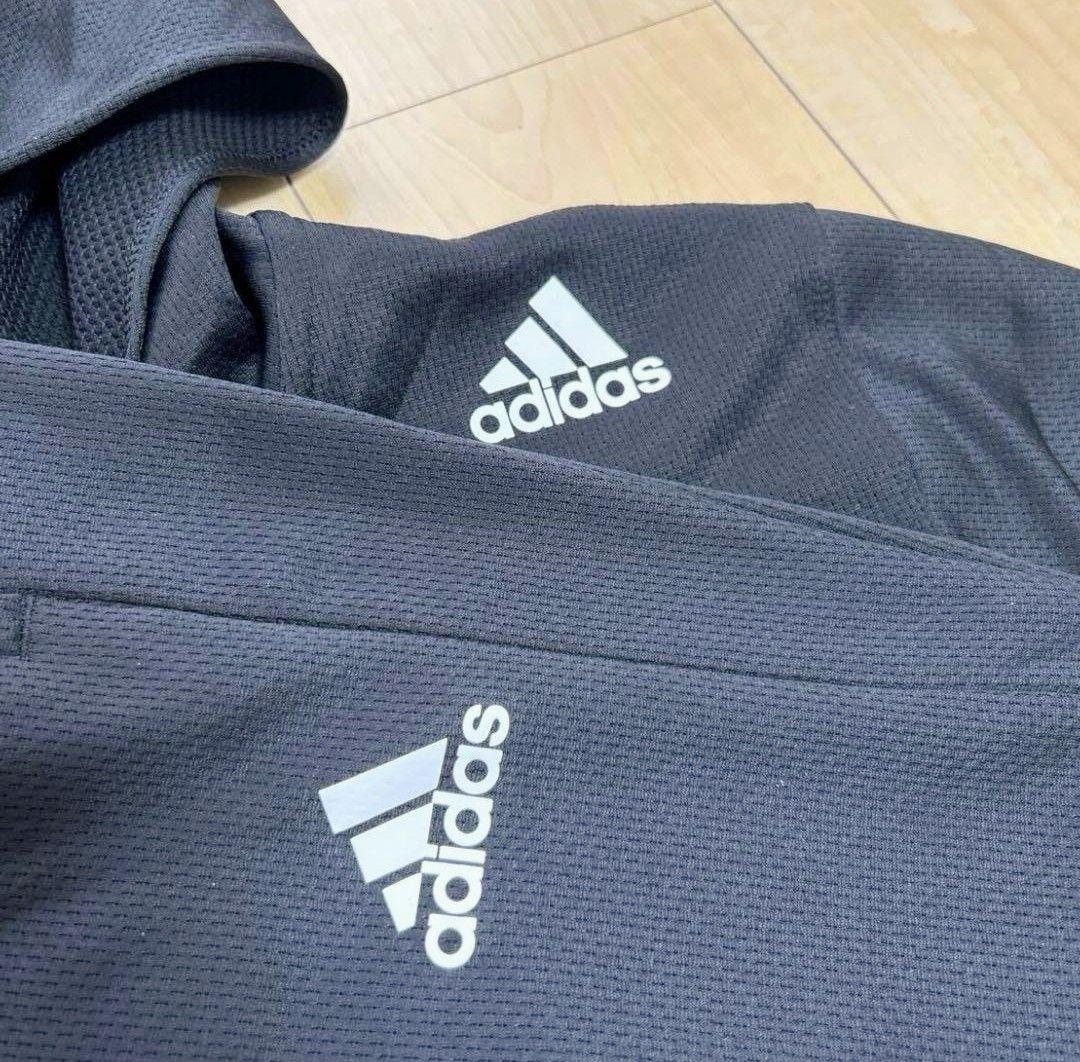 アディダス ジャージ 上下セット XO〜2XO 黒 ワイドシルエット 股上深め
