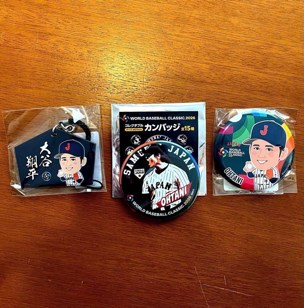 【WBC現地限定ガチャ】大谷翔平　缶バッジ　　絵馬　3点セット