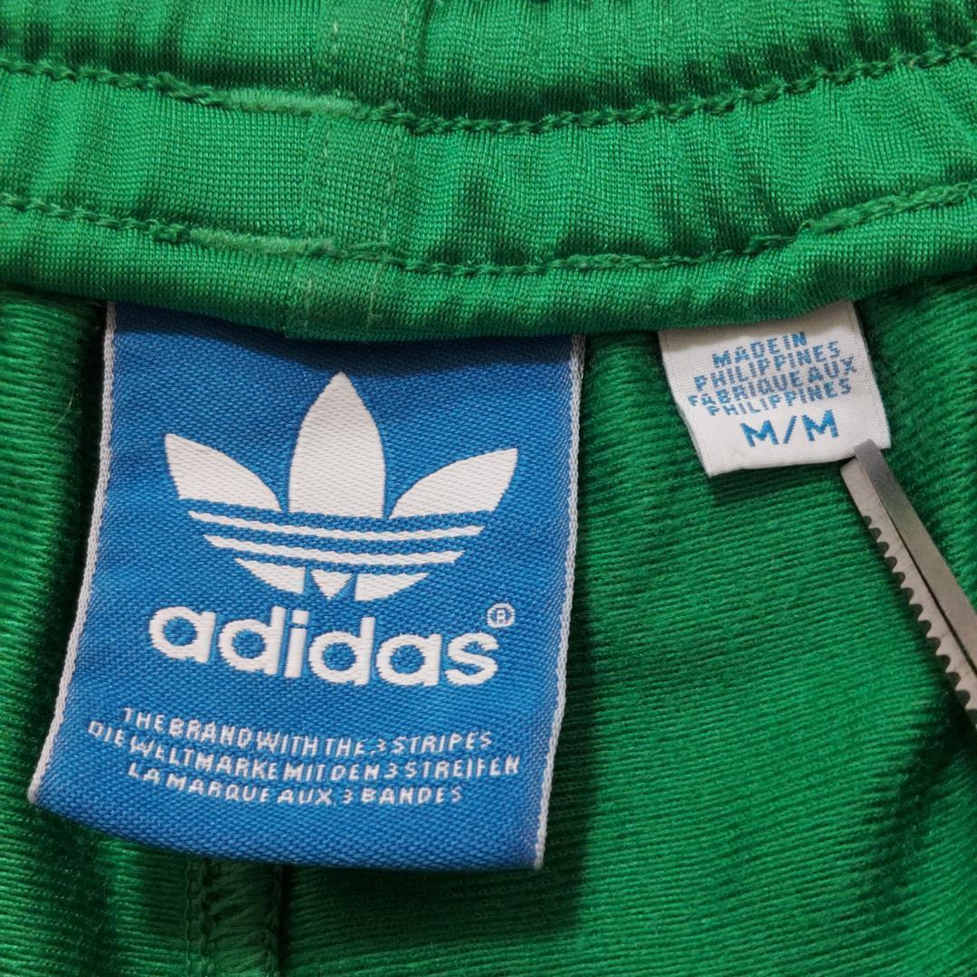 adidas アディダス トラックパンツ トレフォイル ロゴ刺繍 M 緑 白