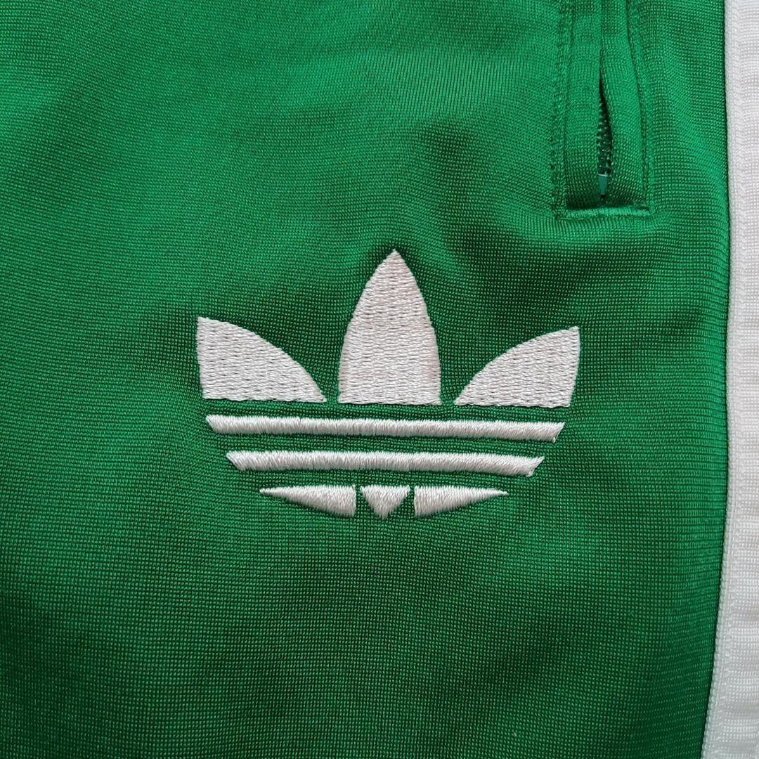 adidas アディダス トラックパンツ トレフォイル ロゴ刺繍 M 緑 白