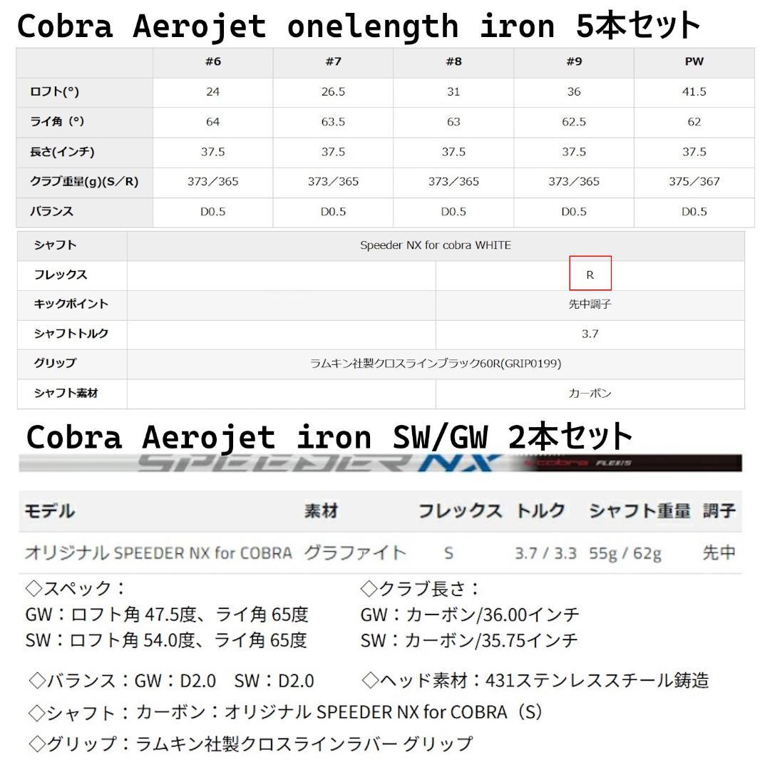Cobra Aerojet iron 7本セット Speeder NX