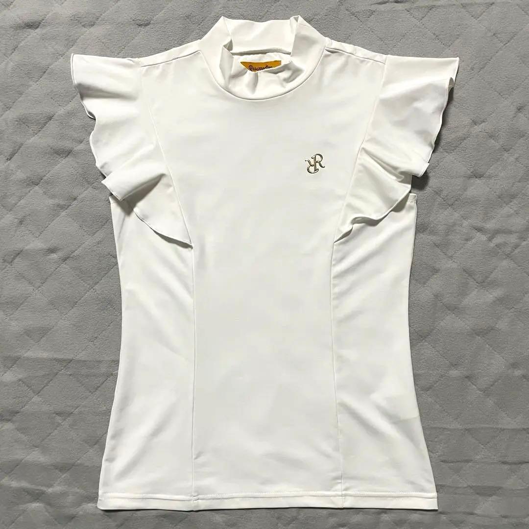 ●レザレクション●モックネックシャツ ホワイト ゴールド ゴルフ S 白 フリル