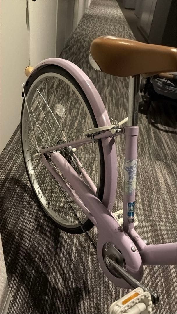 【美品】24インチ 女の子用シティサイクル自転車　ゴールドバスケット付き