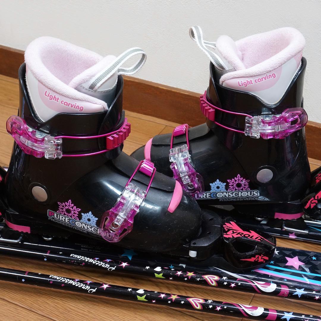 メンテ済 100cm 靴20cm PURE CONSCIOUS スキーセット