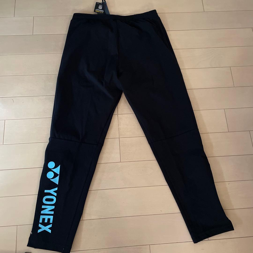 YONEX ユニ　ウォームアップパンツ　 ブラックxオーシャンブルー