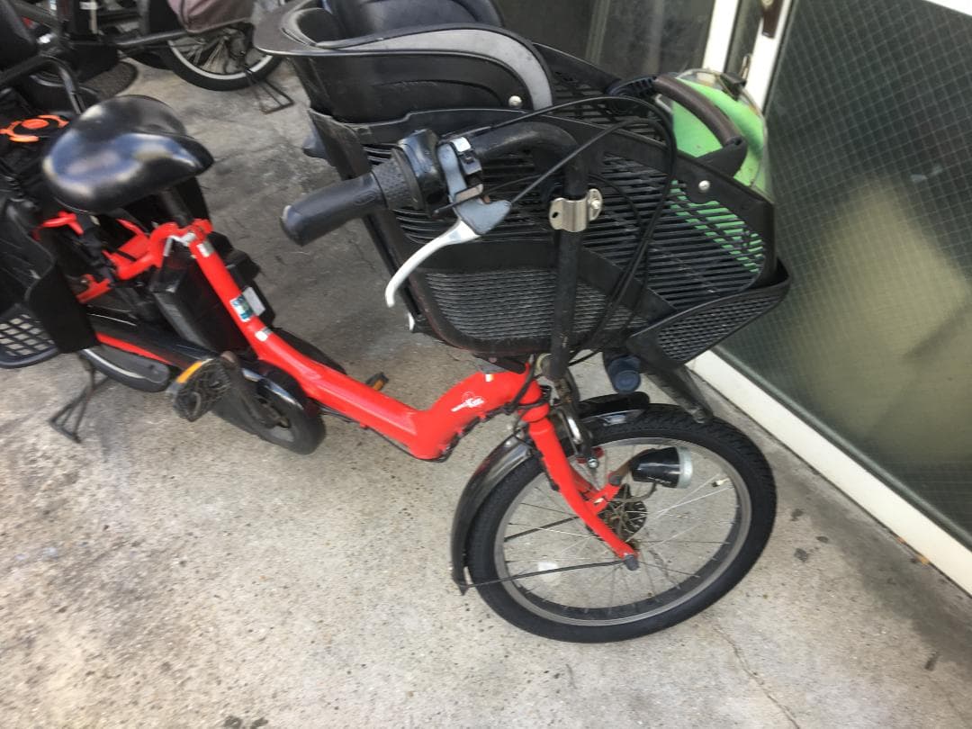地域限定送料無料　キッスミニ　15,4AH　三人乗り　赤　神戸市　電動自転車