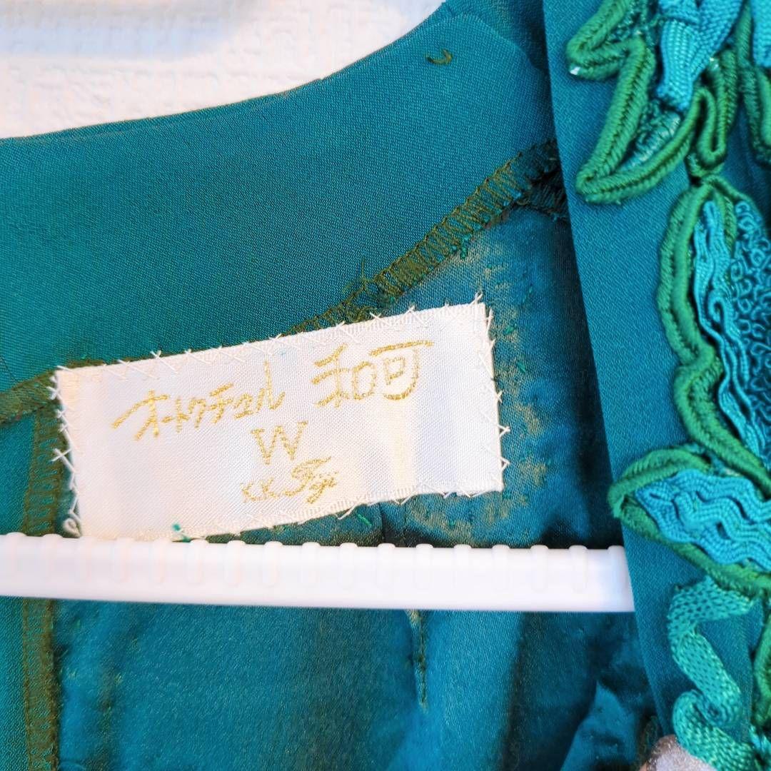 モダンドレス（М相当）刺繍　ロングドレス　エメラルドラテンドレス 　シアー