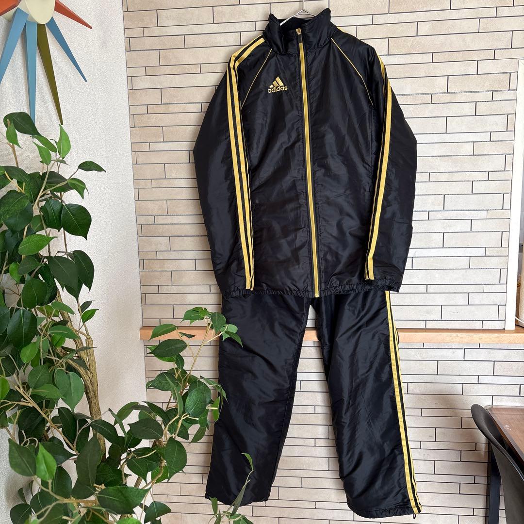 adidas アディダス 黒金 上下セットアップ ジャージ L