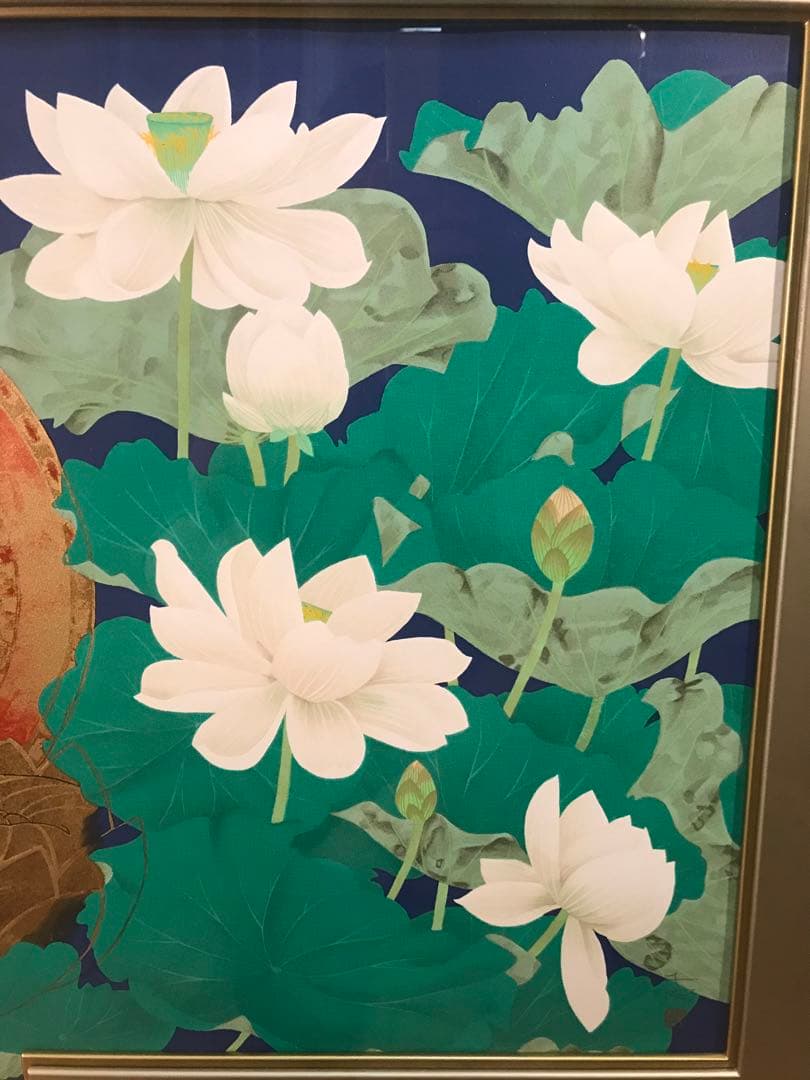 中島千波「大日如来蓮地図」リトグラフ＋エンボス技法　直筆サイン・作品証明シール有
