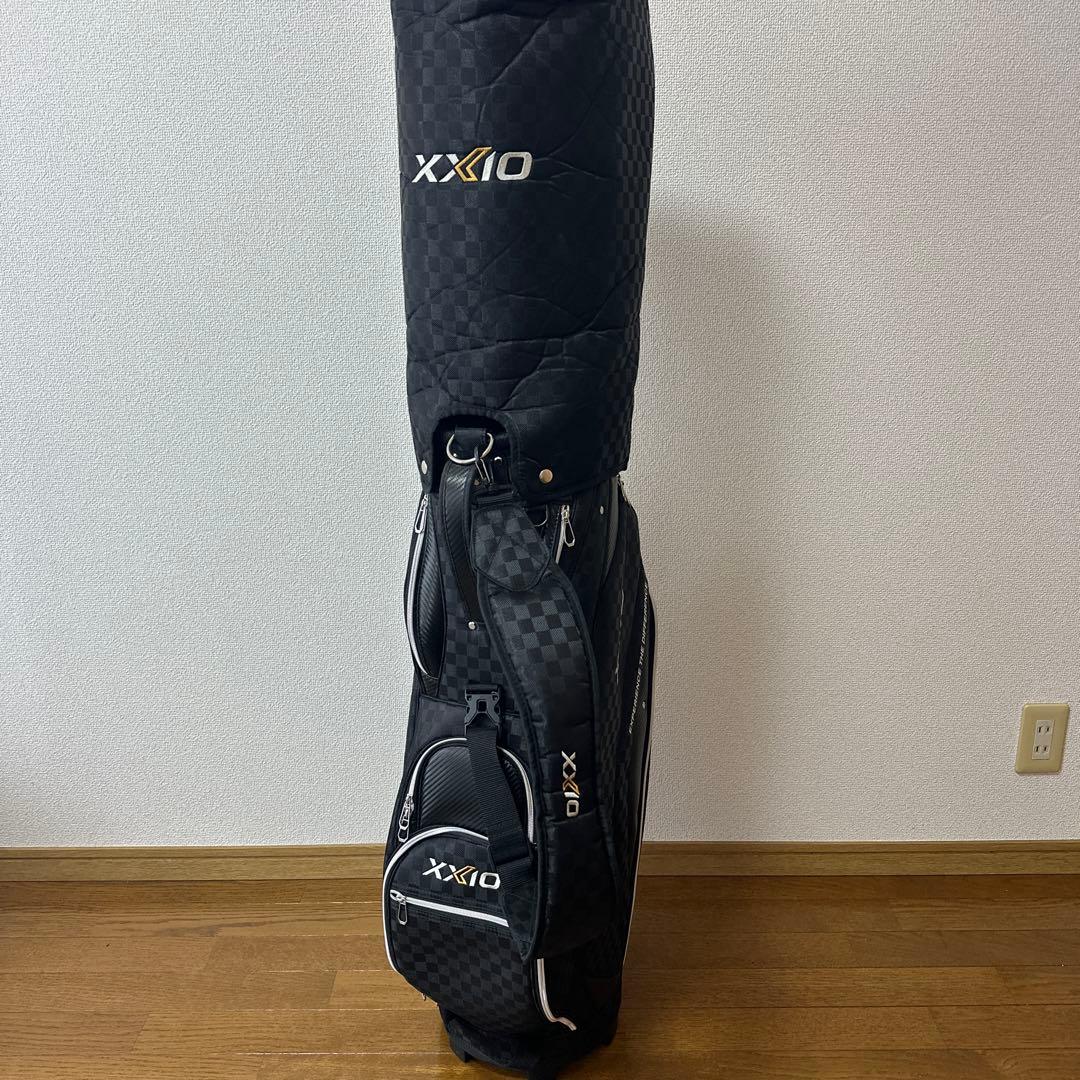 XXIO キャディバッグ チェック柄ブラック ゴルフバッグ　DUNLOP