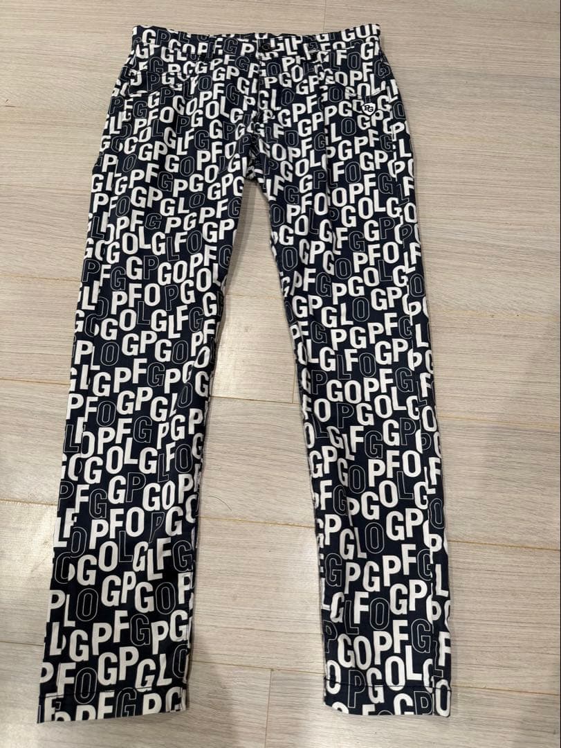 PEARLY GATES ロゴ総柄パンツ サイズ4 ネイビー ゴルフウェア