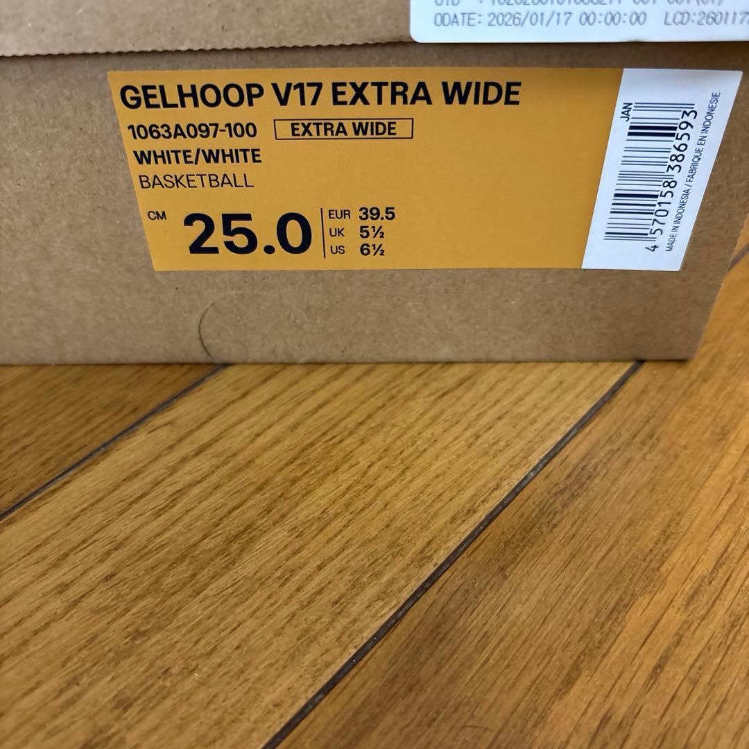 ASICS GELHOOP V17 EXTRA WIDE 25.0cm ホワイト